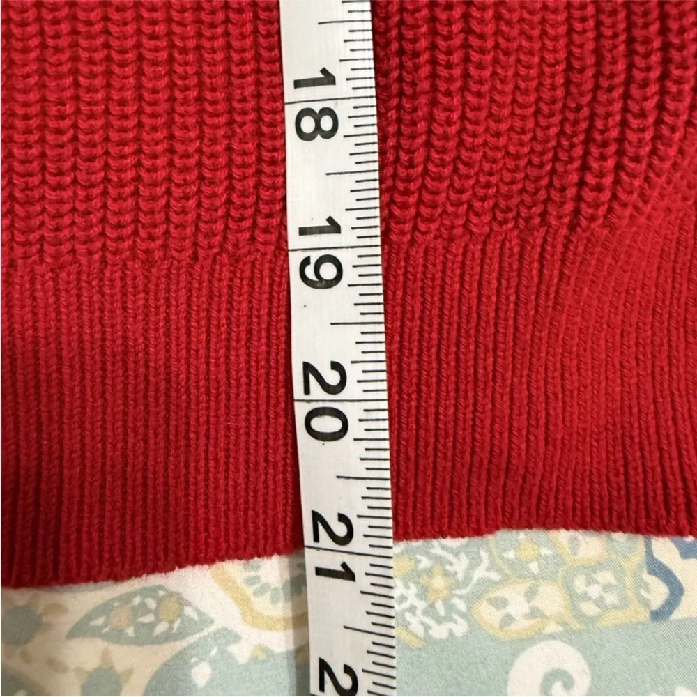 J.Crew Red Crewneck Sweater Gold Buttons J.Crew Factory Medium